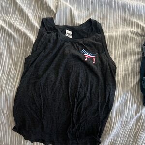 Victoria’s Secret PINK Black Tank Top with Patriotic Design